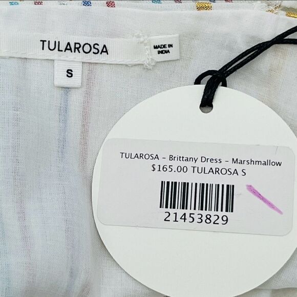 Anthropologie Tularosa Brittany Striped Ruffle Mini Dress in Marshmallow S NWT - Picture 13 of 13